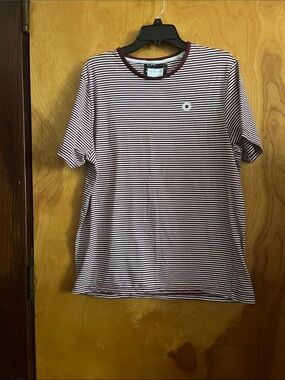 Denim & Flower Maroon and White Striped Short Sleeve Tee